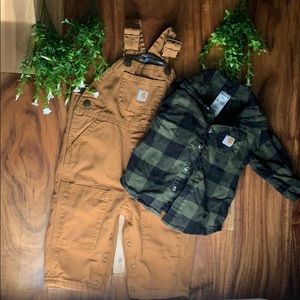Carhartt 6mo Overall w/Plaid Carhartt button down